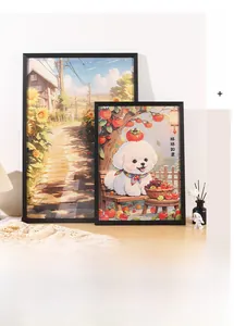 Modern black puzzle frames with scenic and floral illustrations for home wall decor