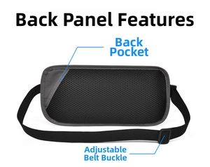 Detail view of the breathable honeycomb mesh back and adjustable buckle on this waist bag