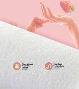 Macro detail of soft, non-shedding spunlace non-woven fabric wipes for baby hand and mouth care