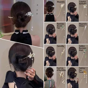 Classic Chinese tassel hairpins with floral motifs and elegant dangling ornaments