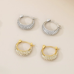 Elegant gold and silver pave hoop earrings with sparkling crystals for a luxury look