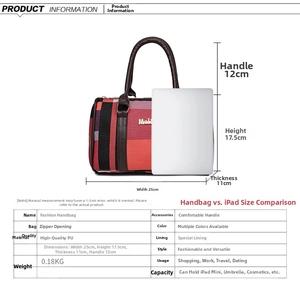 Comparaison de taille et spécifications du sac à main classique à motif de carreaux