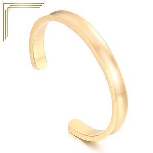 Minimalist Stainless Steel Open Cuff Bracelet Concave Groove Brushed Matte Bangle Hip Hop Jewelry For Men Women