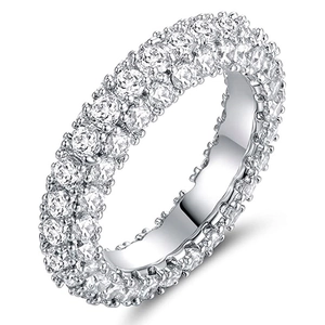 Micro Pave Multi Row Eternity Ring Copper Cubic Zirconia Fashion Hip Hop Ins Style Band Jewelry Women