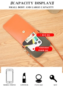 Détails de l'intérieur du sac de téléphone en PU orange avec fentes pour cartes
