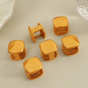 Minimalist 18K gold plated titanium steel square hoop earrings in polished finish