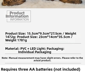 Detailed size parameters and bronze vintage base of the Christmas snow globe lantern