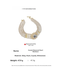 Three-layer faux pearl choker specifications with dimensions 44.7cm and weight 47.9g