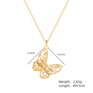 French style S925 silver hollow butterfly pendant necklace with dimensions and weight