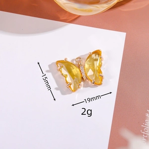 Golden gradient yellow crystal butterfly pendant charm for necklaces and bracelets