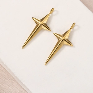 Golden stainless steel cross pendants with matte finish and top hanging loops