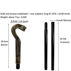 Ancient Egyptian snake head scepter staff for Halloween cosplay with black connecting rods