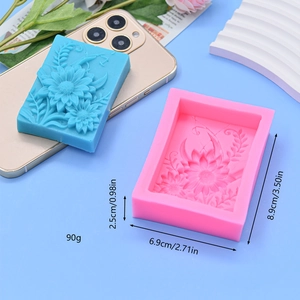 Pink sunflower relief silicone mold for chocolate or candles with precise dimensions