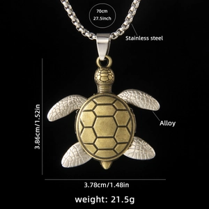 Retro turtle pendant necklace with stainless steel chain and alloy shell details
