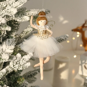 Christmas Ballet Girl Angel Doll Ornament Sequin Tulle Mesh Winged Hanging Pendant For Holiday Tree Decor Elegant