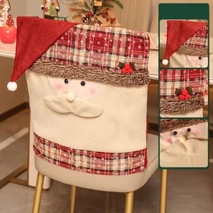 Coprisedie di Babbo Natale con cappello rosso e tessuto a quadri per decoro natalizio