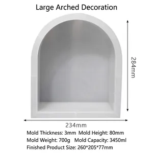 Detailed size specifications for large arch-shaped silicone resin bookend mold