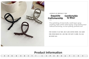 Matte finish metal hair claws in black and green with high carbon steel spring detail