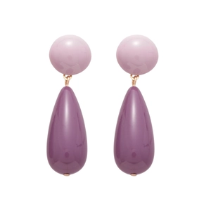 Elegant purple gradient acrylic teardrop drop earrings with silver pins for women