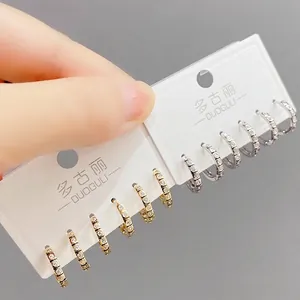 Copper Minimalist Zirconia C-Shaped Geometric Stud Earrings For Women Gold Silver Electroplated Jewelry Accessories