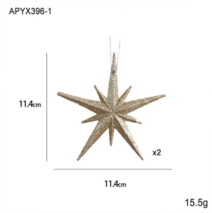 Detail showing 11.4cm gold glitter star pendant measurements and product specifications