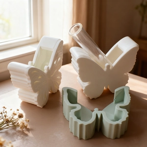 Hollow butterfly storage box resin mold with glass test tube for DIY flower vase decor