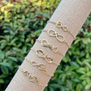 Infinity Heart Bracelet 18K Gold Plated Copper AAA Cubic Zirconia Adjustable Slider Chain Romantic Jewelry For Women