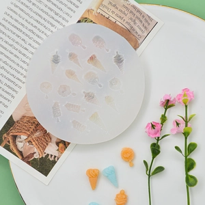 Round silicone mold for ice cream and candy shapes with colorful resin finished pieces