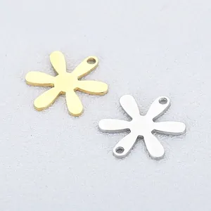 Edelstahl Blumen Anhänger Sechs Blütblätter Gänseblümchen Doppelöhr Für DIY Halskette Ohrring Armband Schmuckherstellung
