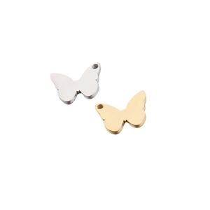 Mirror polished stainless steel butterfly pendant charms in silver and gold finish