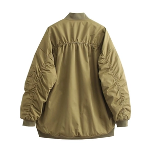 Blouson aviateur oversize kaki avec détails froncés au dos et poignets élastiques