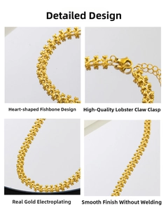 Detailed close-up of golden heart link chain with secure lobster clasp and polished finish