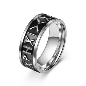 Anillo de runas vikingas de acero inoxidable para hombre, joyería de moda vintage.