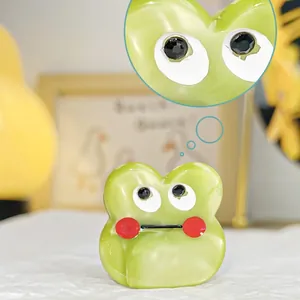 Mini acetic acid green frog hair claw clip with cute cartoon design and hand-painted details