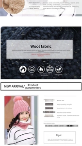 Close-up of thick fleece lining and soft knit texture of this winter hat and scarf set