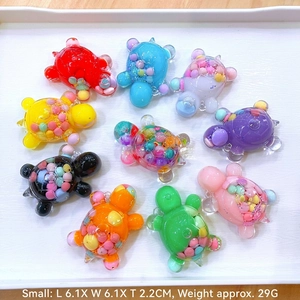 Set of 10 colorful acrylic mini turtle figurines with floating beads for desk decor