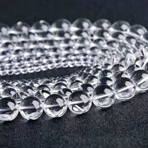 High quality natural clear quartz round beads for DIY jewelry making neatly arranged