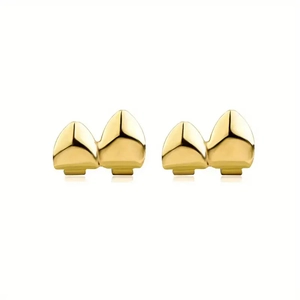 Gold hip hop vampire fangs grillz double teeth caps shiny decorative dental grills