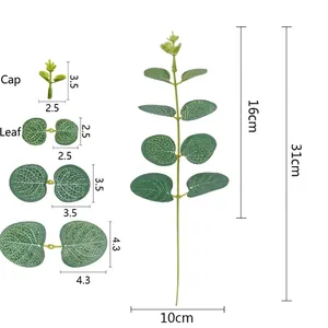 Tige Eucalyptus Artificiel Fausse Plante Feuille Argent Plastique Satin Verdure Pour Mariage Maison Bureau Décor Arrangement