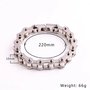 Polished silver bike chain style bracelet in 316L stainless steel for men 220mm
