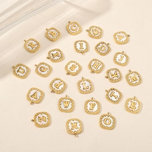 Ciondoli quadrati in acciaio inossidabile placcato oro 14k con inserto in conchiglia DIY