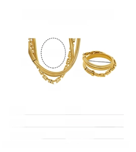 Detailed size parameters for 18K gold plated stainless steel multi-layer necklace
