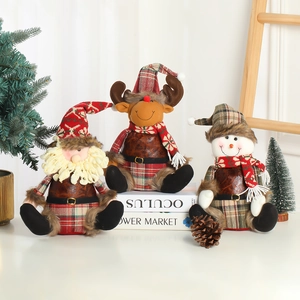 Addobbi Per Bambole Di Peluche Di Natale Tessuto Scozzese Pelliccia Sintetica E Ecopelle Babbo Natale Renna Pupazzo Di Neve