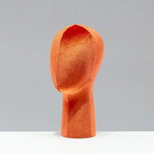 Orange velvet female head mannequin stand for wig, hat and scarf display