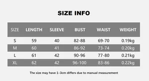 Detailed size guide table for women's PU leather vest showing length and bust measurements