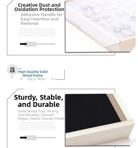 Detail view of the solid wood frame and dustproof sliding cover of jewelry box