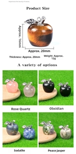 Detailed size specifications for mini apple gemstone pendants in various natural stones