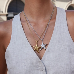Minimalist 18k gold plated stainless steel twisted necklace with starfish pendant