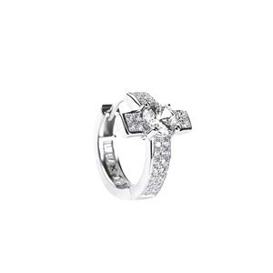 Silver cross hoop earrings for men with micro-pave cubic zirconia hip-hop style