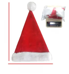 Children's plush LED Christmas hat dimensions 38x28cm with white background and weight display